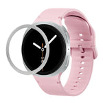 菱形紋理錶圈及純色縫線矽膠錶帶，適用於 Samsung Galaxy Watch8 44mm，適用於 Samsung Galaxy Watch8 40mm