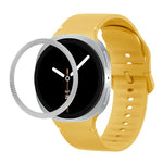菱形紋理錶圈及純色縫線矽膠錶帶，適用於 Samsung Galaxy Watch8 44mm，適用於 Samsung Galaxy Watch8 40mm