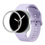 菱形紋理錶圈及純色縫線矽膠錶帶，適用於 Samsung Galaxy Watch8 44mm，適用於 Samsung Galaxy Watch8 40mm