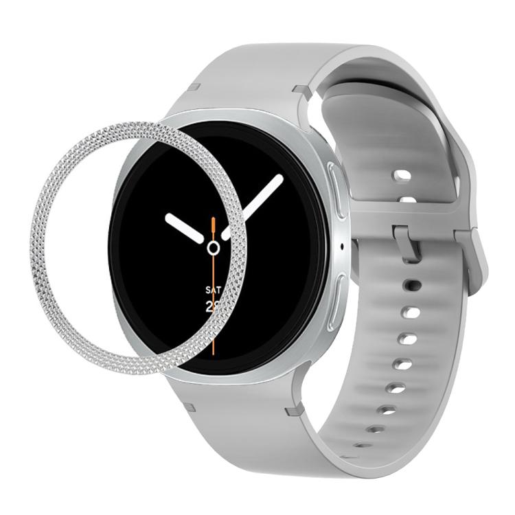 菱形紋理錶圈及純色縫線矽膠錶帶，適用於 Samsung Galaxy Watch8 44mm，適用於 Samsung Galaxy Watch8 40mm
