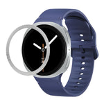 菱形紋理錶圈及純色縫線矽膠錶帶，適用於 Samsung Galaxy Watch8 44mm，適用於 Samsung Galaxy Watch8 40mm