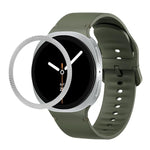 菱形紋理錶圈及純色縫線矽膠錶帶，適用於 Samsung Galaxy Watch8 44mm，適用於 Samsung Galaxy Watch8 40mm
