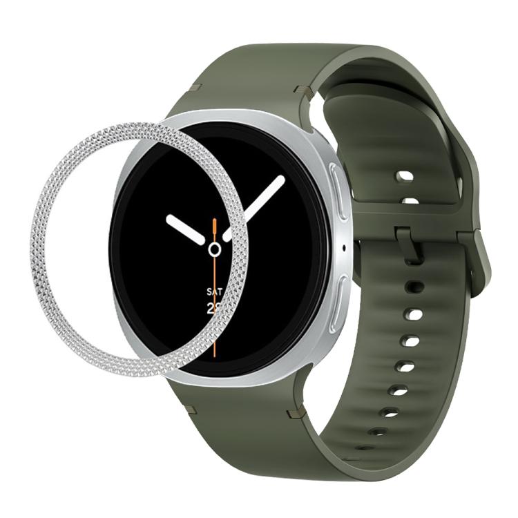 菱形紋理錶圈及純色縫線矽膠錶帶，適用於 Samsung Galaxy Watch8 44mm，適用於 Samsung Galaxy Watch8 40mm