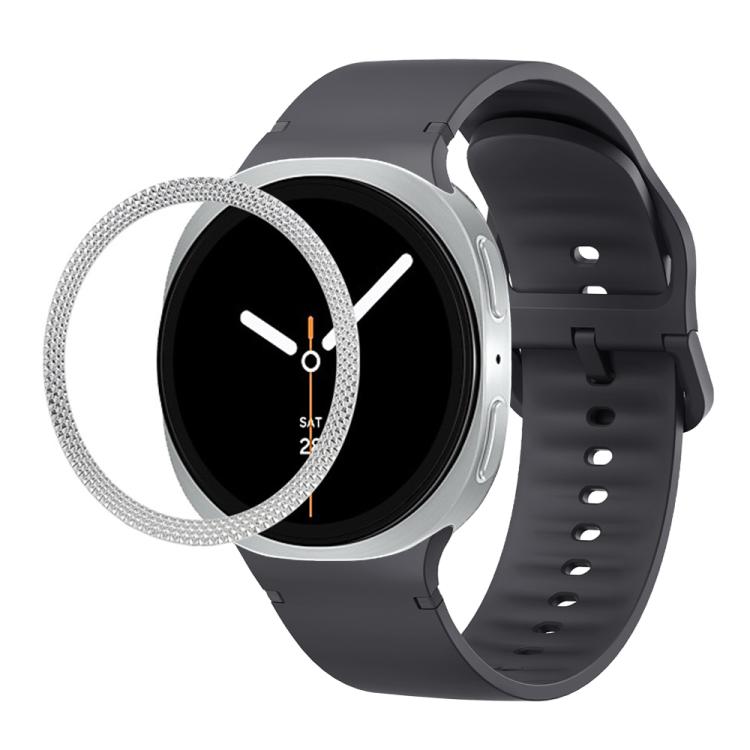 菱形紋理錶圈及純色縫線矽膠錶帶，適用於 Samsung Galaxy Watch8 44mm，適用於 Samsung Galaxy Watch8 40mm