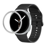 菱形紋理錶圈及純色縫線矽膠錶帶，適用於 Samsung Galaxy Watch8 44mm，適用於 Samsung Galaxy Watch8 40mm