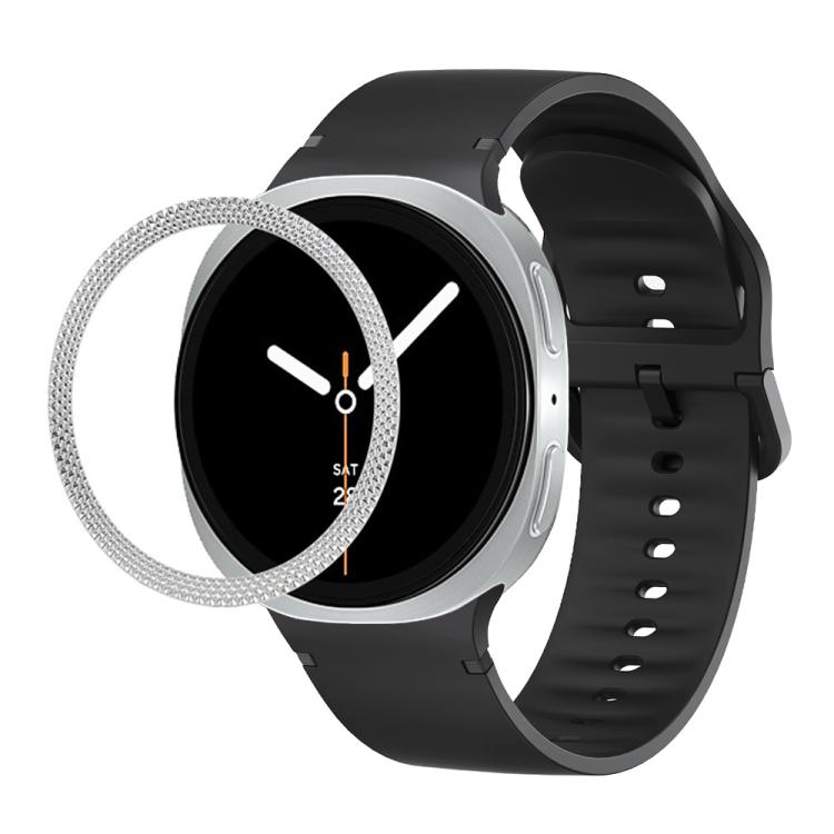 菱形紋理錶圈及純色縫線矽膠錶帶，適用於 Samsung Galaxy Watch8 44mm，適用於 Samsung Galaxy Watch8 40mm