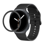 菱形紋理錶圈及純色縫線矽膠錶帶，適用於 Samsung Galaxy Watch8 44mm，適用於 Samsung Galaxy Watch8 40mm