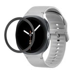 菱形紋理錶圈及純色縫線矽膠錶帶，適用於 Samsung Galaxy Watch8 44mm，適用於 Samsung Galaxy Watch8 40mm