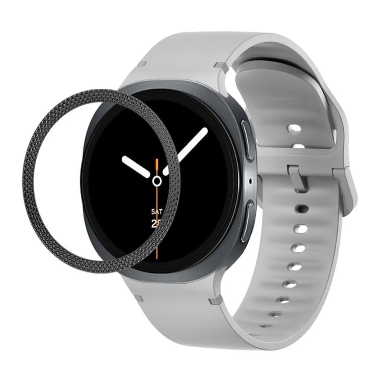 菱形紋理錶圈及純色縫線矽膠錶帶，適用於 Samsung Galaxy Watch8 44mm，適用於 Samsung Galaxy Watch8 40mm
