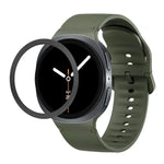菱形紋理錶圈及純色縫線矽膠錶帶，適用於 Samsung Galaxy Watch8 44mm，適用於 Samsung Galaxy Watch8 40mm