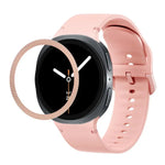 菱形紋理錶圈及純色縫線矽膠錶帶，適用於 Samsung Galaxy Watch8 44mm，適用於 Samsung Galaxy Watch8 40mm