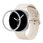 菱形紋理錶圈及純色縫線矽膠錶帶，適用於 Samsung Galaxy Watch8 44mm，適用於 Samsung Galaxy Watch8 40mm