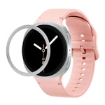 菱形紋理錶圈及純色縫線矽膠錶帶，適用於 Samsung Galaxy Watch8 44mm，適用於 Samsung Galaxy Watch8 40mm