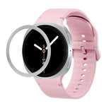 菱形紋理錶圈及純色縫線矽膠錶帶，適用於 Samsung Galaxy Watch8 44mm，適用於 Samsung Galaxy Watch8 40mm
