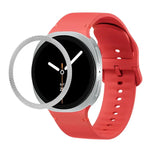 菱形紋理錶圈及純色縫線矽膠錶帶，適用於 Samsung Galaxy Watch8 44mm，適用於 Samsung Galaxy Watch8 40mm