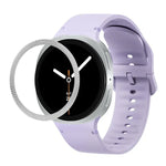 菱形紋理錶圈及純色縫線矽膠錶帶，適用於 Samsung Galaxy Watch8 44mm，適用於 Samsung Galaxy Watch8 40mm