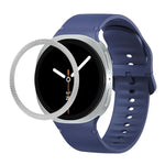 菱形紋理錶圈及純色縫線矽膠錶帶，適用於 Samsung Galaxy Watch8 44mm，適用於 Samsung Galaxy Watch8 40mm