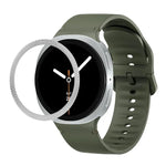 菱形紋理錶圈及純色縫線矽膠錶帶，適用於 Samsung Galaxy Watch8 44mm，適用於 Samsung Galaxy Watch8 40mm