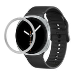 菱形紋理錶圈及純色縫線矽膠錶帶，適用於 Samsung Galaxy Watch8 44mm，適用於 Samsung Galaxy Watch8 40mm