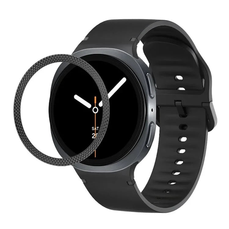 菱形紋理錶圈及純色縫線矽膠錶帶，適用於 Samsung Galaxy Watch8 44mm，適用於 Samsung Galaxy Watch8 40mm
