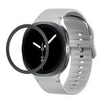 菱形紋理錶圈及純色縫線矽膠錶帶，適用於 Samsung Galaxy Watch8 44mm，適用於 Samsung Galaxy Watch8 40mm