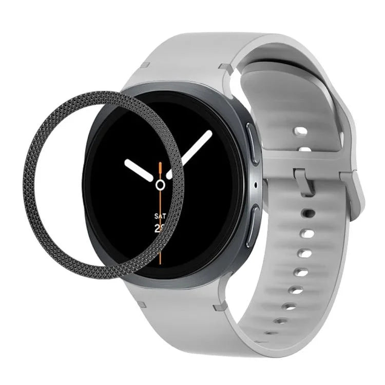 菱形紋理錶圈及純色縫線矽膠錶帶，適用於 Samsung Galaxy Watch8 44mm，適用於 Samsung Galaxy Watch8 40mm