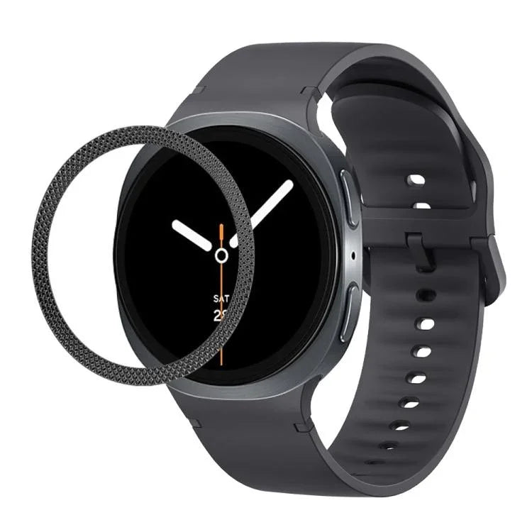 菱形紋理錶圈及純色縫線矽膠錶帶，適用於 Samsung Galaxy Watch8 44mm，適用於 Samsung Galaxy Watch8 40mm