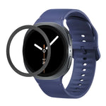 菱形紋理錶圈及純色縫線矽膠錶帶，適用於 Samsung Galaxy Watch8 44mm，適用於 Samsung Galaxy Watch8 40mm