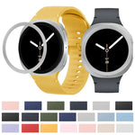 菱形紋理錶圈及純色縫線矽膠錶帶，適用於 Samsung Galaxy Watch8 44mm，適用於 Samsung Galaxy Watch8 40mm