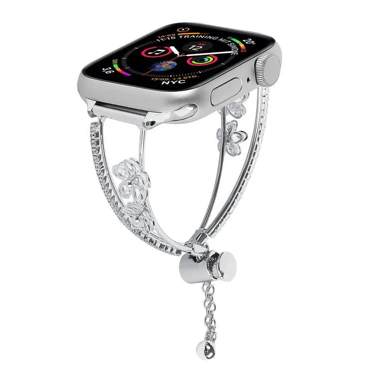 銅鑲嵌鋯石五瓣花手鍊錶帶，適用於 Apple Watch 46mm / 49mm / 45mm / 44mm，適用於 Apple Watch 42mm / 41mm / 40mm / 38mm