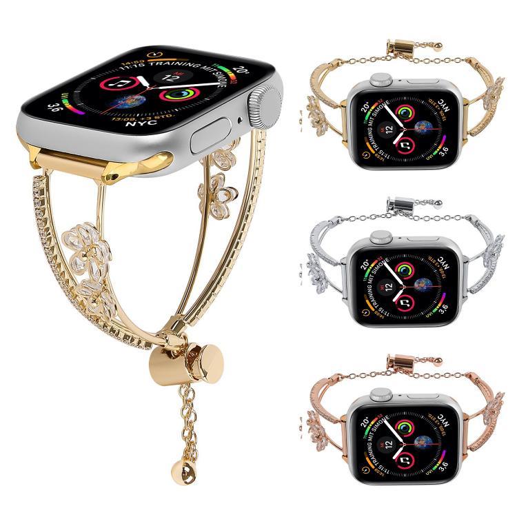 銅鑲嵌鋯石五瓣花手鍊錶帶，適用於 Apple Watch 46mm / 49mm / 45mm / 44mm，適用於 Apple Watch 42mm / 41mm / 40mm / 38mm