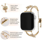 銅鑲嵌鋯石五瓣花手鍊錶帶，適用於 Apple Watch 46mm / 49mm / 45mm / 44mm，適用於 Apple Watch 42mm / 41mm / 40mm / 38mm
