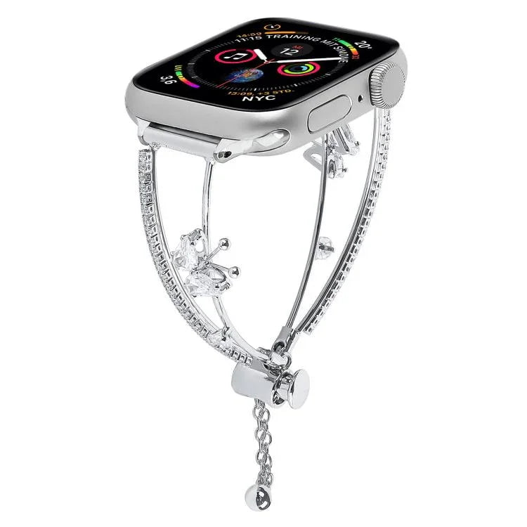 銅鑲嵌蝴蝶鋯石手鍊錶帶，適用於 Apple Watch 46mm / 49mm / 45mm / 44mm，適用於 Apple Watch 42mm / 41mm / 40mm / 38mm
