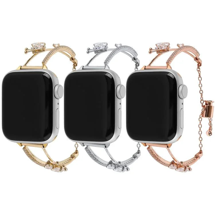 銅鑲嵌蝴蝶鋯石手鍊錶帶，適用於 Apple Watch 46mm / 49mm / 45mm / 44mm，適用於 Apple Watch 42mm / 41mm / 40mm / 38mm