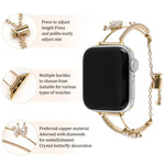 銅鑲嵌蝴蝶鋯石手鍊錶帶，適用於 Apple Watch 46mm / 49mm / 45mm / 44mm，適用於 Apple Watch 42mm / 41mm / 40mm / 38mm