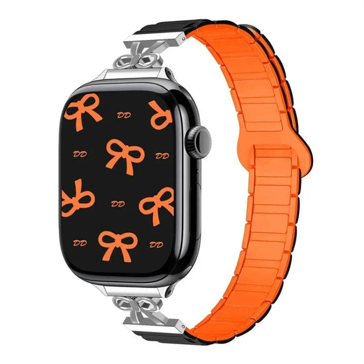 蝴蝶結小腰磁吸矽膠錶帶，適用於 Apple Watch 46mm / 49mm / 45mm / 44mm，適用於 Apple Watch 42mm / 41mm / 40mm / 38mm