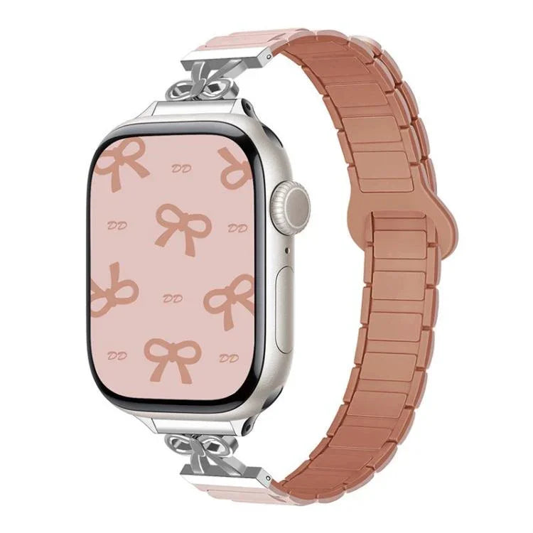 蝴蝶結小腰磁吸矽膠錶帶，適用於 Apple Watch 46mm / 49mm / 45mm / 44mm，適用於 Apple Watch 42mm / 41mm / 40mm / 38mm