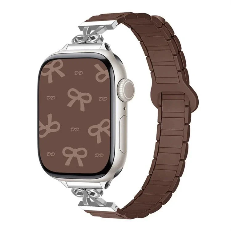 蝴蝶結小腰磁吸矽膠錶帶，適用於 Apple Watch 46mm / 49mm / 45mm / 44mm，適用於 Apple Watch 42mm / 41mm / 40mm / 38mm