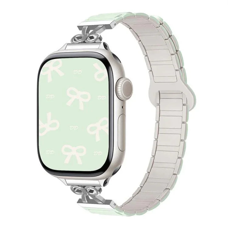 蝴蝶結小腰磁吸矽膠錶帶，適用於 Apple Watch 46mm / 49mm / 45mm / 44mm，適用於 Apple Watch 42mm / 41mm / 40mm / 38mm