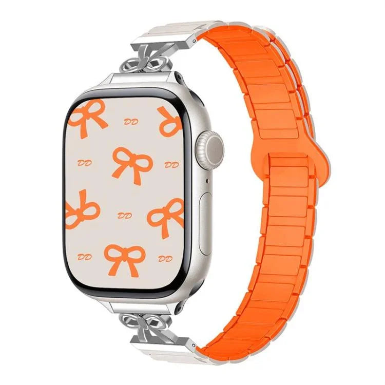 蝴蝶結小腰磁吸矽膠錶帶，適用於 Apple Watch 46mm / 49mm / 45mm / 44mm，適用於 Apple Watch 42mm / 41mm / 40mm / 38mm