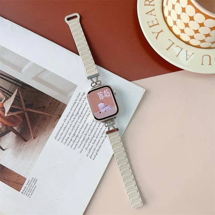 蝴蝶結小腰磁吸矽膠錶帶，適用於 Apple Watch 46mm / 49mm / 45mm / 44mm，適用於 Apple Watch 42mm / 41mm / 40mm / 38mm