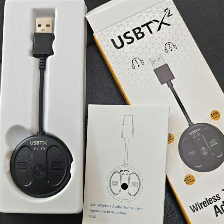 適用於電視電腦 LE524 USB 藍牙 5.4 音頻發射器 50米範圍 雙連接適配器，LE524