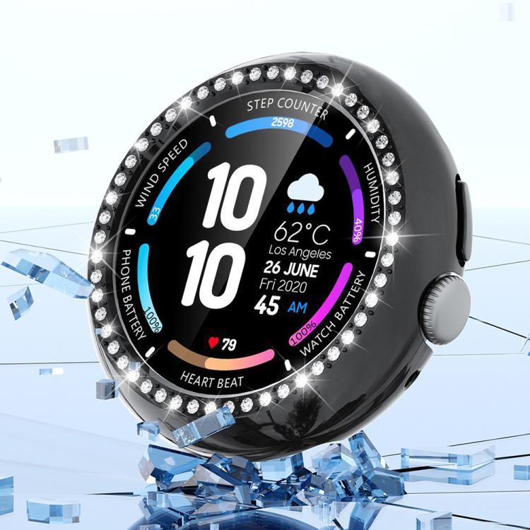 單排鑽石鏤空 PC 錶殼保護蓋，適用於 Google Pixel Watch4 45mm，適用於 Google Pixel Watch4 41mm