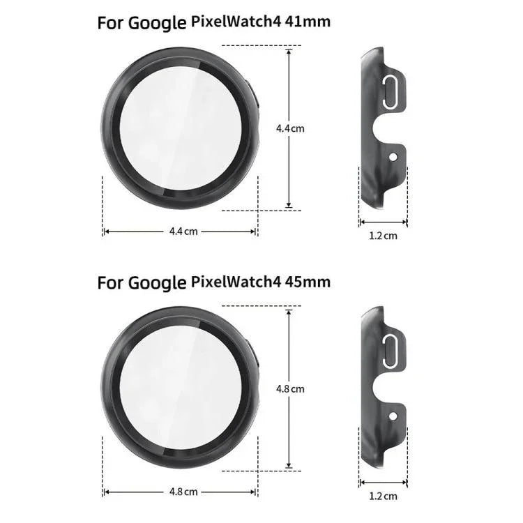 鋼化膜一體成型 PC 錶殼保護蓋，適用於 Google Pixel Watch4 45mm，適用於 Google Pixel Watch4 41mm