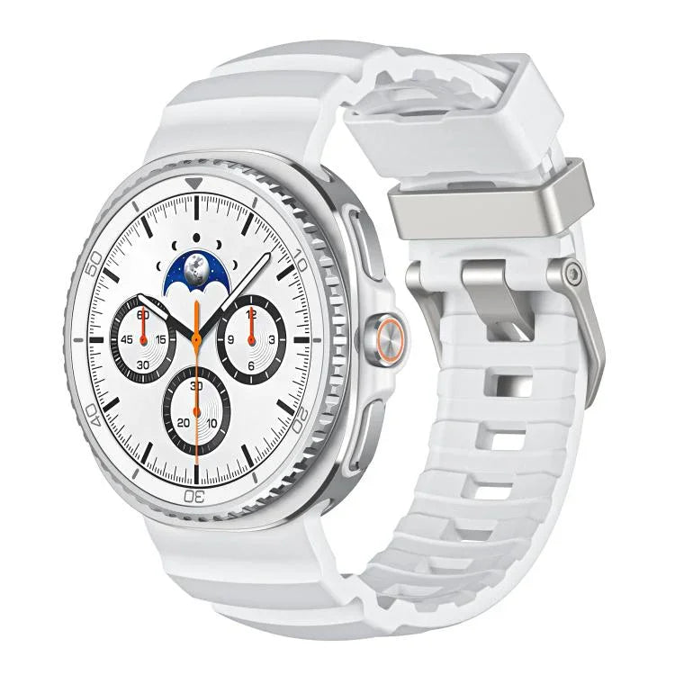 銀色扣矽膠錶帶，適用於 Samsung Galaxy Watch8 / Watch8 Classic