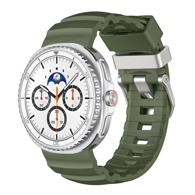 銀色扣矽膠錶帶，適用於 Samsung Galaxy Watch8 / Watch8 Classic