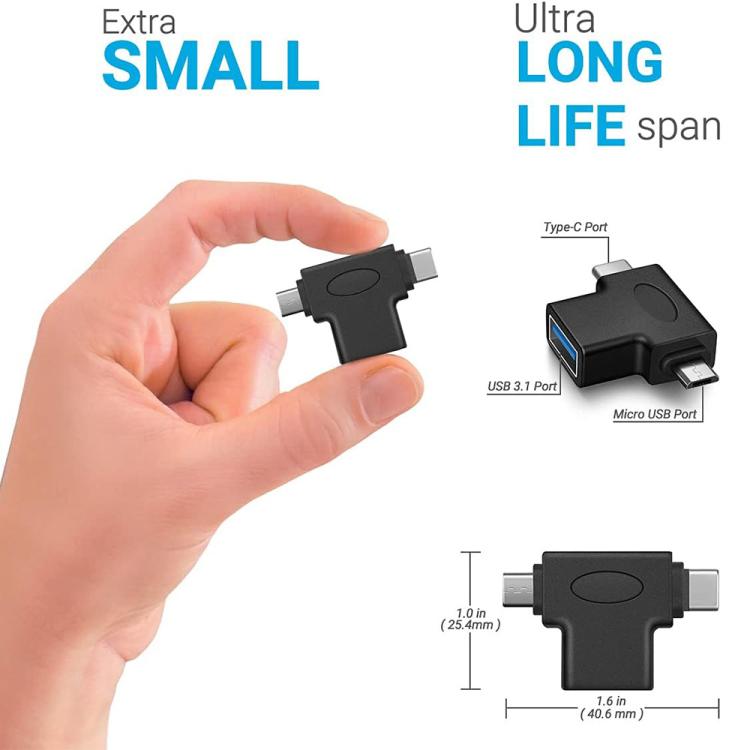 JUNSUNMAY 2 合 1 OTG 轉換器 USB 3.0 轉 Micro USB 與 Type-C 轉接器，2 合 1