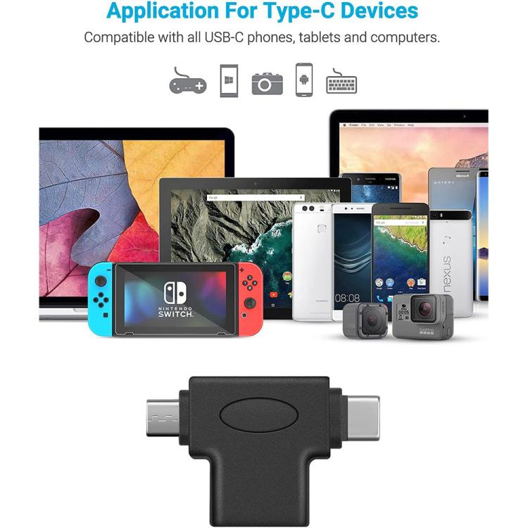 JUNSUNMAY 2 合 1 OTG 轉換器 USB 3.0 轉 Micro USB 與 Type-C 轉接器，2 合 1