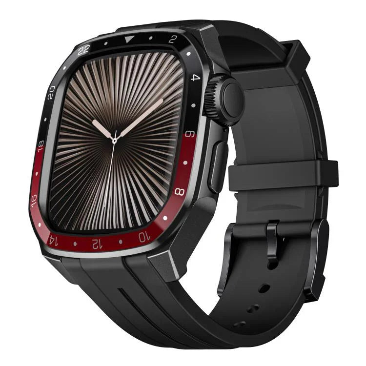 比例模型一體成型金屬框矽膠錶帶，適用於 Apple Watch Series 10 46mm