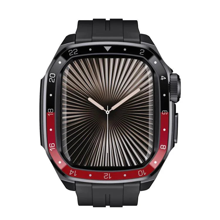 比例模型一體成型金屬框矽膠錶帶，適用於 Apple Watch Series 10 46mm